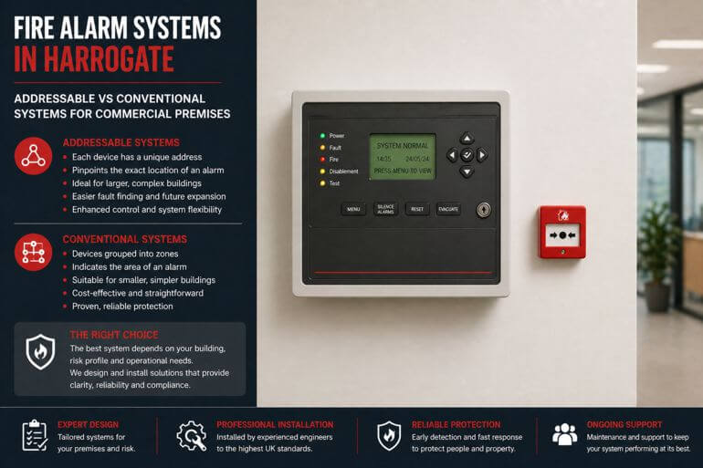 Fire Alarm Systems in Harrogate: Addressable vs Conventional Systems for Commercial Premises